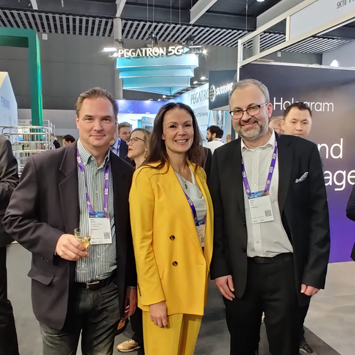 Lulu Ranne, Minister of Transport and Communications of Finland, Claus Still, CEO at Creanord and Miika Mattila, Director of Sales Engineering